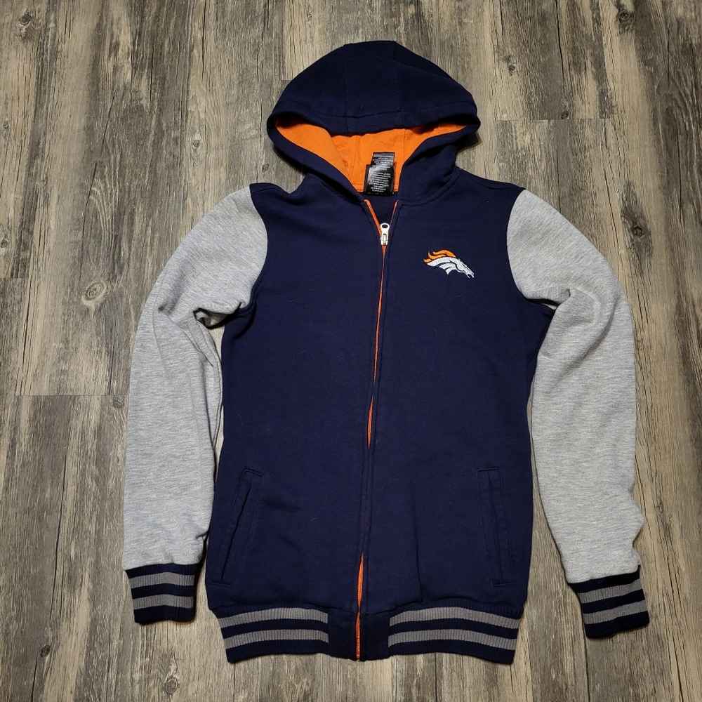 Denver Broncos Football Jacket NFL Hooded Zip Up Team Apparel Girls Size Large